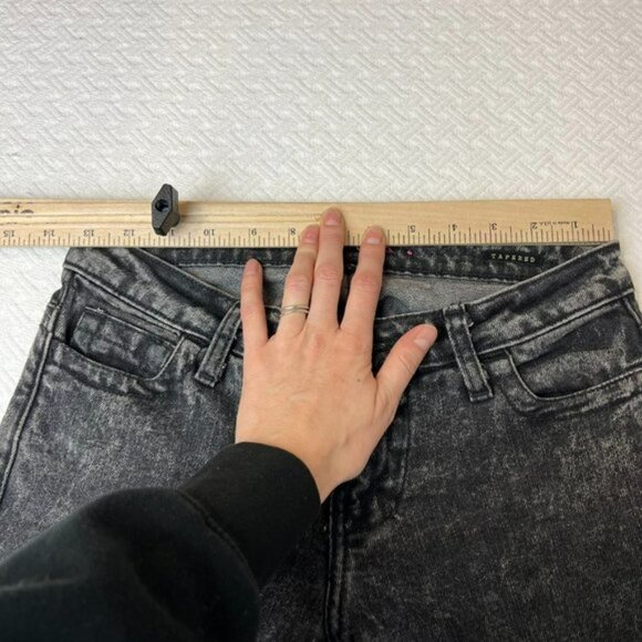 Lux Tapered Black Slim Fit Acid Washed Skinny Jeans Pants - Size 26 to 27 - Picture 7 of 9